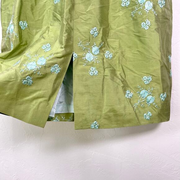 Vintage Y2K 90s Nanette Lepore Silk Mini Dress Sz 8 Corset Green Garden Fairy - Picture 6 of 7